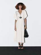 Flared V-neck midi dress