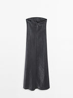 Flowing strapless midi dress