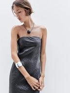 Flowing strapless midi dress