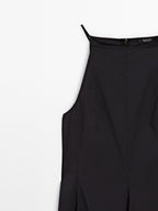 Long halter neck dress with flounce