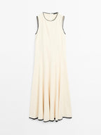 Flounce dress with contrast trims