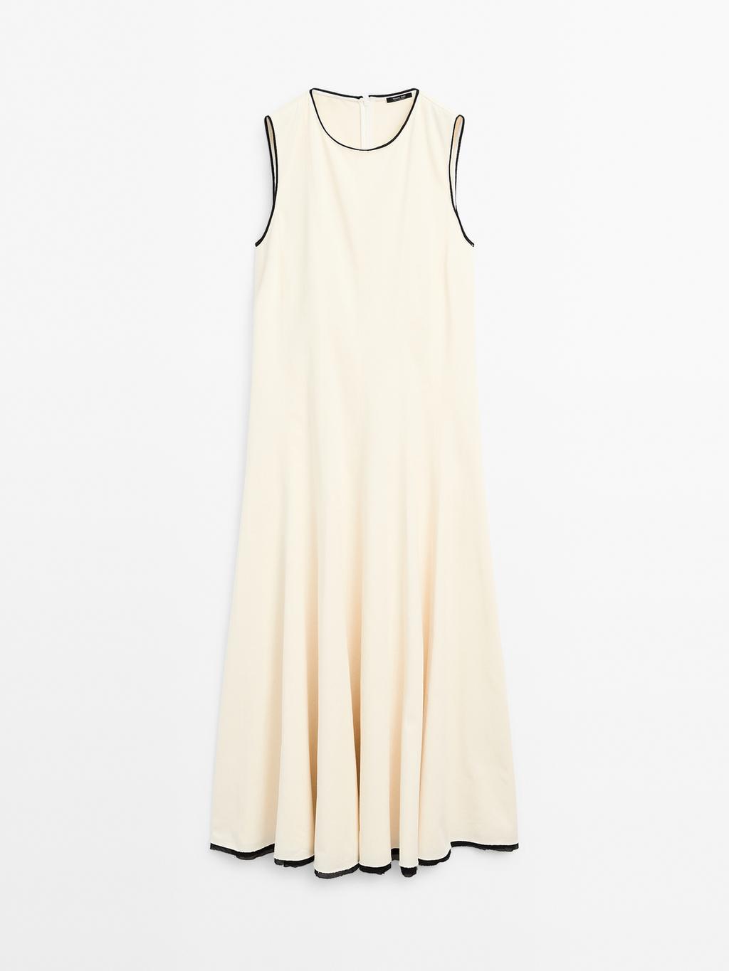 Flounce dress with contrast trims