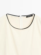 Flounce dress with contrast trims