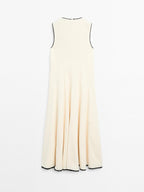 Flounce dress with contrast trims