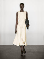 Flounce dress with contrast trims