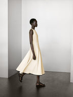 Flounce dress with contrast trims