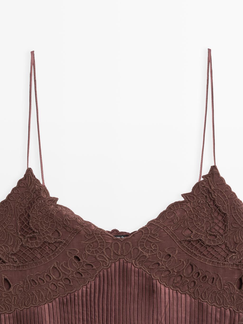 Flowing satin midi dress with straps