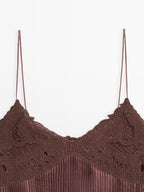 Flowing satin midi dress with straps