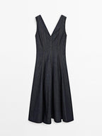 Denim midi dress with seam details