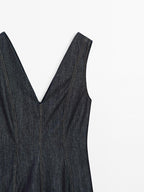 Denim midi dress with seam details