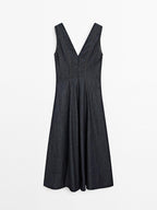 Denim midi dress with seam details