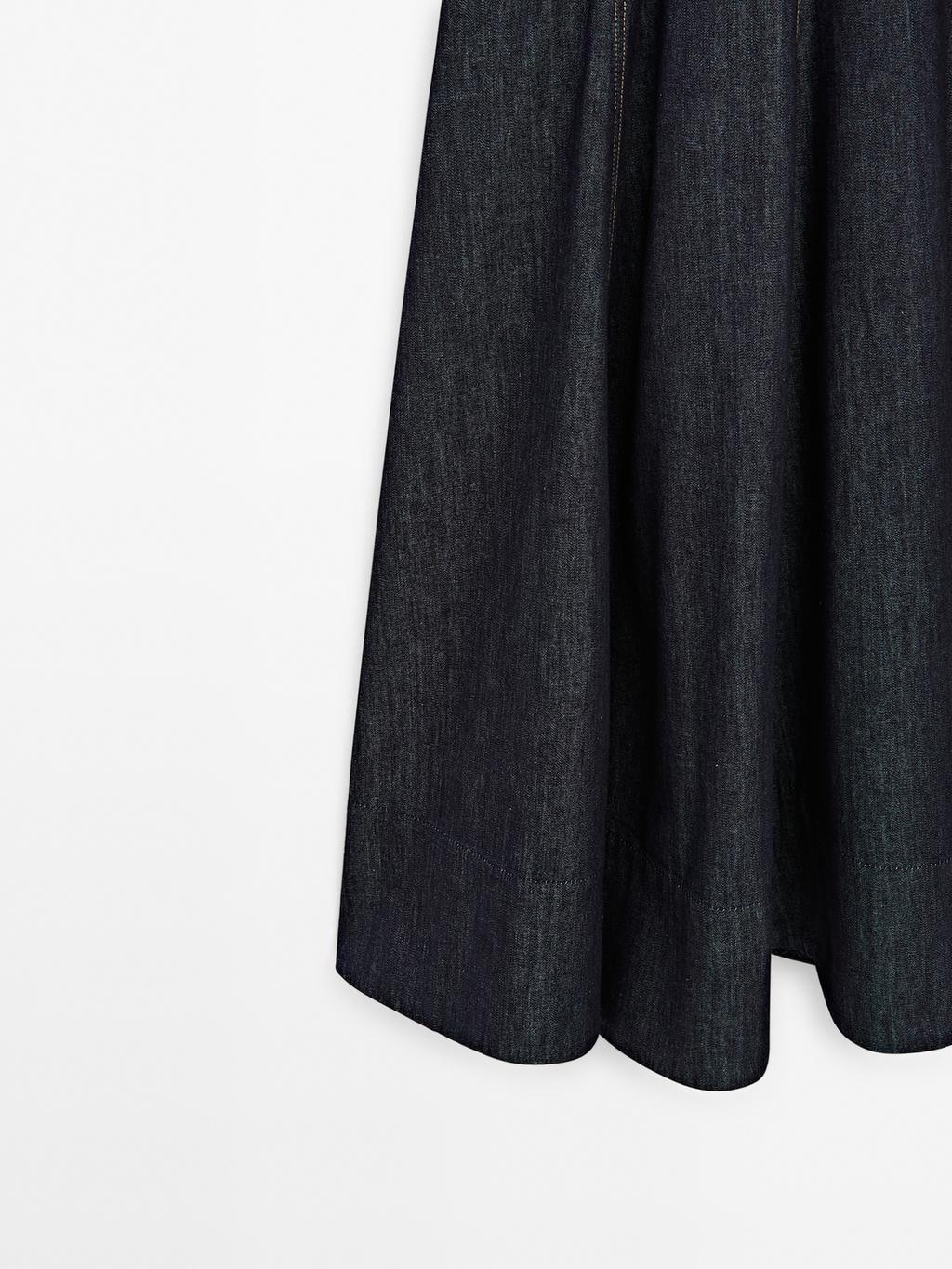 Denim midi dress with seam details