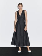 Denim midi dress with seam details