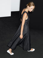 Denim midi dress with seam details