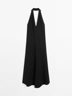 Halter midi dress with low-cut back
