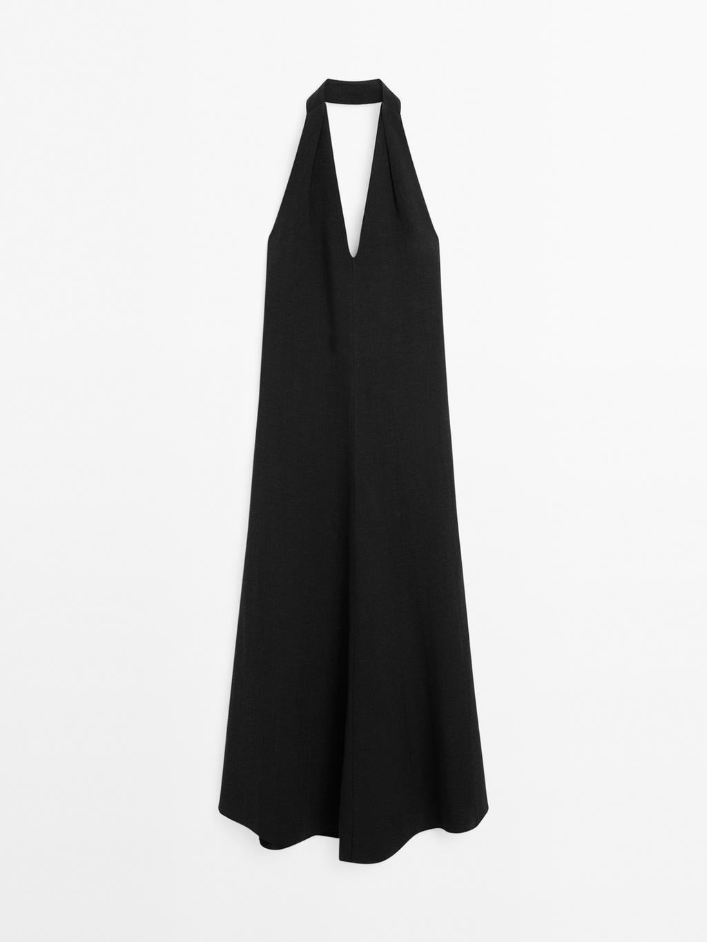 Halter midi dress with low-cut back