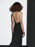 Halter midi dress with low-cut back