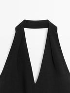 Halter midi dress with low-cut back