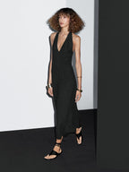 Halter midi dress with low-cut back