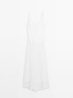 Cotton blend flounce midi dress