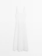 Cotton blend flounce midi dress