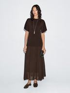 Knit dress with contrast gathered detail