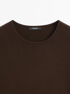 Knit dress with contrast gathered detail