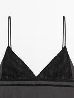 100% silk midi dress with lace detail