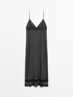 100% silk midi dress with lace detail