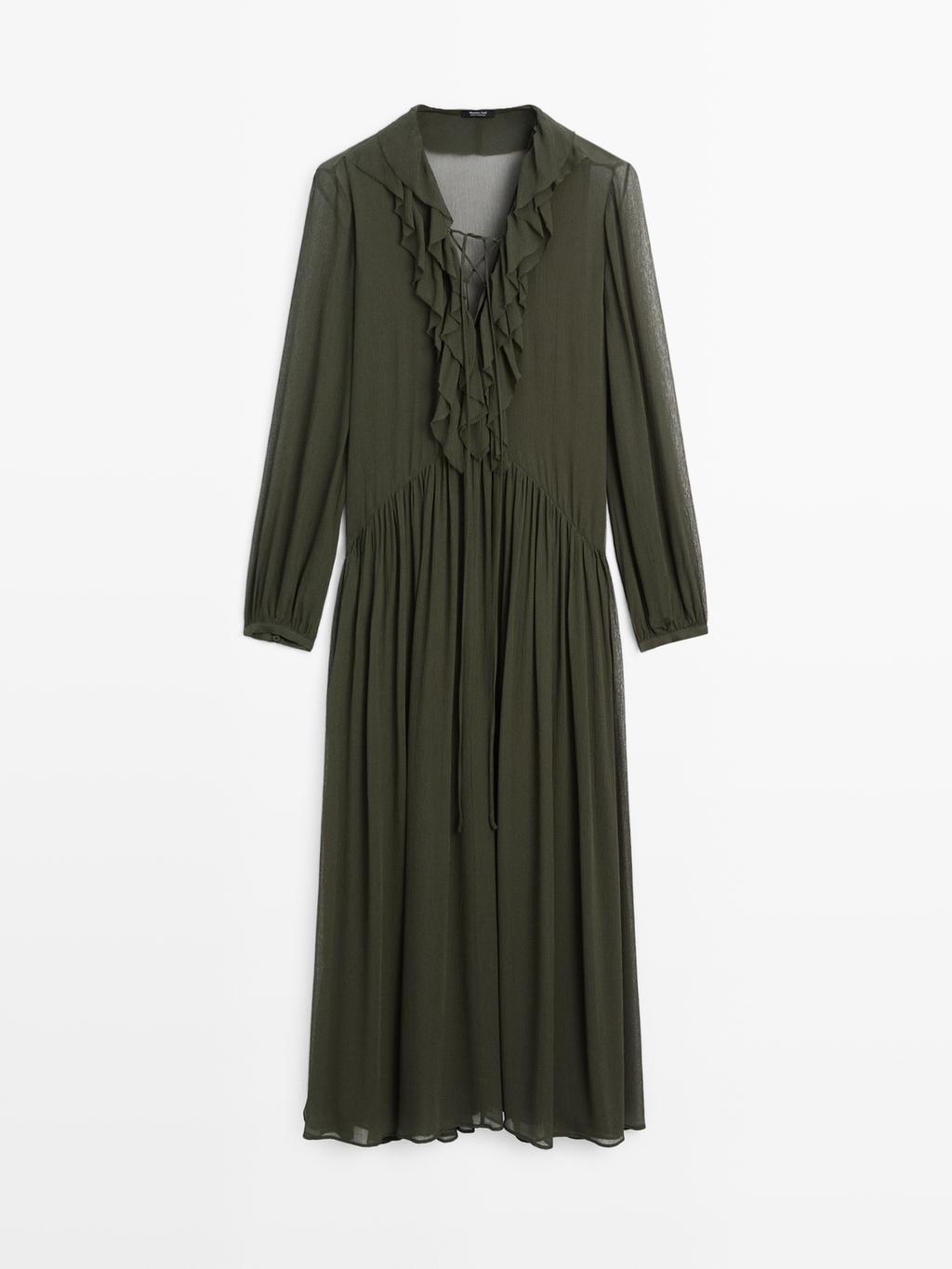 Long flowing dress with ruffle detail