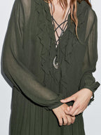 Long flowing dress with ruffle detail