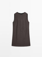 Herringbone mini dress with pockets