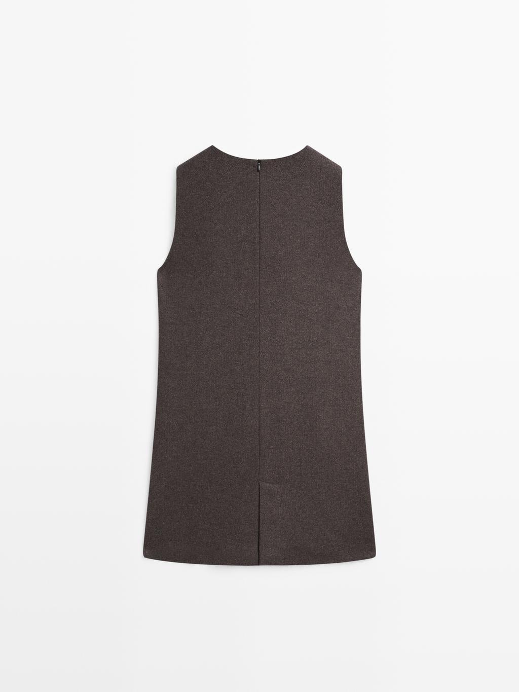 Herringbone mini dress with pockets