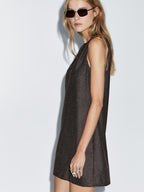 Herringbone mini dress with pockets