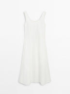 100% cotton denim midi dress