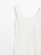 100% cotton denim midi dress