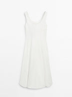 100% cotton denim midi dress