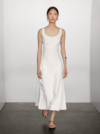 100% cotton denim midi dress