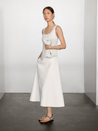 100% cotton denim midi dress