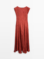 Long pleated satin dress