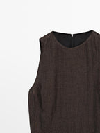 100% linen midi dress with frayed trims