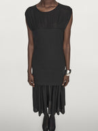 Contrast semi-sheer midi dress