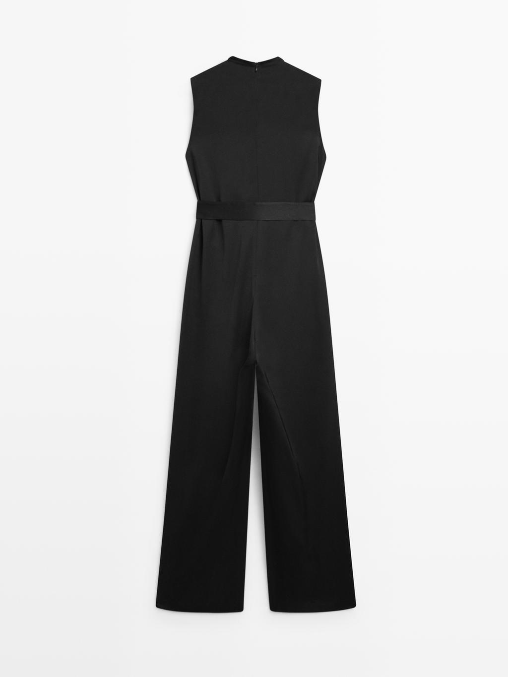 Flowing satin jumpsuit