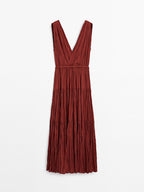 100% cotton long pleated dress