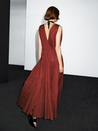 100% cotton long pleated dress