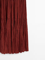 100% cotton long pleated dress