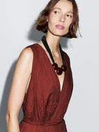 100% cotton long pleated dress