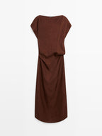 Long dress with gathered waist detail