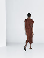 Long dress with gathered waist detail