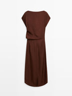 Long dress with gathered waist detail